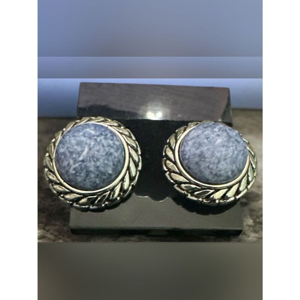 Silver and Blue Stone Earrings